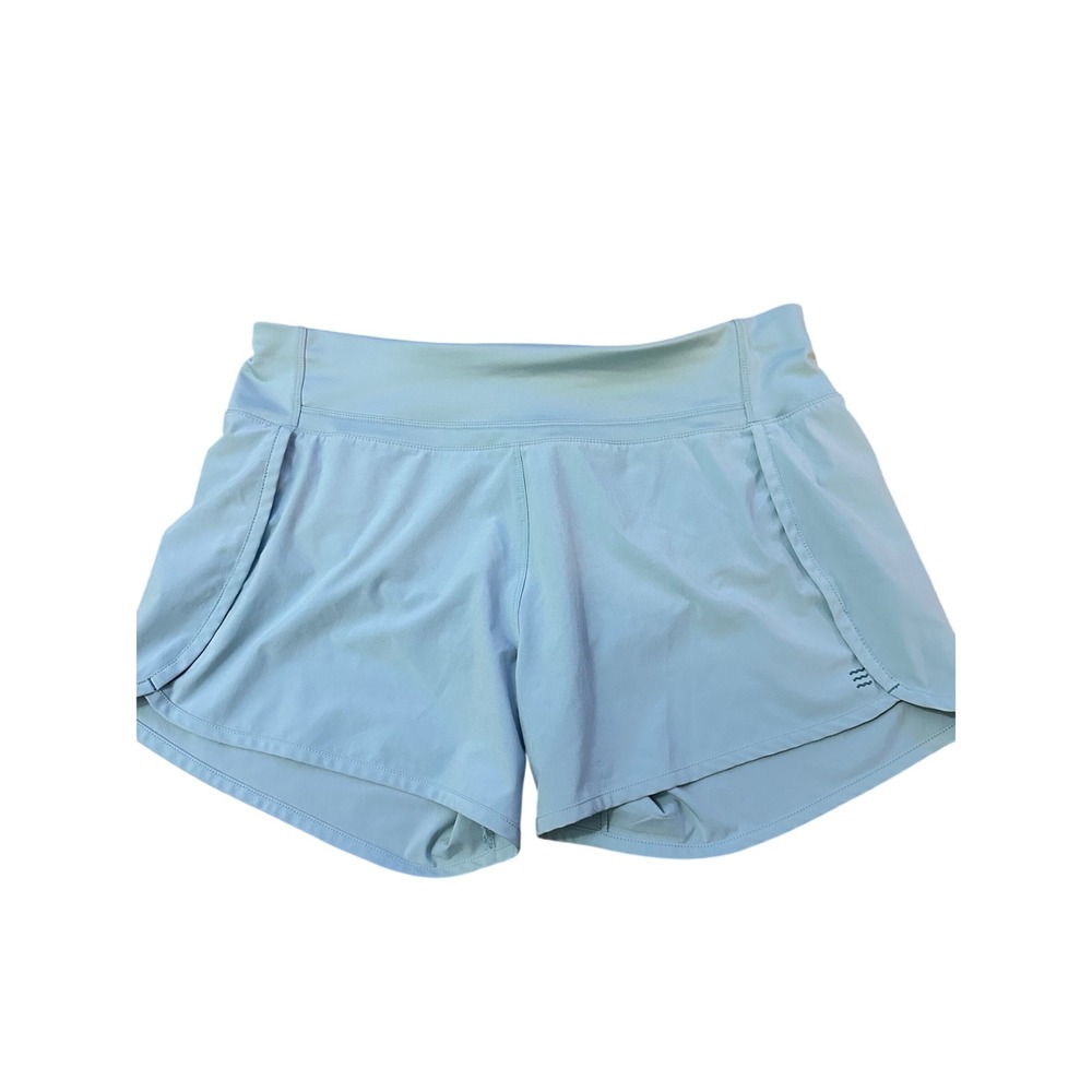 Free Fly Women Bamboo Lined Shorts Light Blue Active Running Hiking Zip Pocket